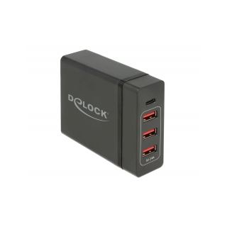Delock Netzteil extern USB Type-CÖ PD3.0 + 3x USB A Buchse 60W+12W schwarz