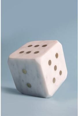 BIDK Home "Marble Dice w/ Brass Dots 3"" x 3"""