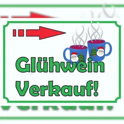 HB-Druck Glühwein Verkaufsschild Schild mit Pfeil nach rechts A2 (420x594mm)