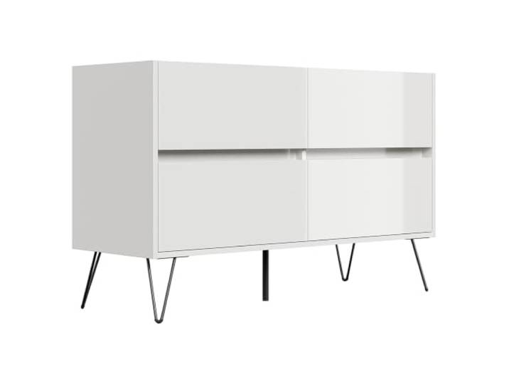 Lomadox Sideboard Kommode, 119 cm breit, in weiß Hochglanz, Softclose, modern, grifflos