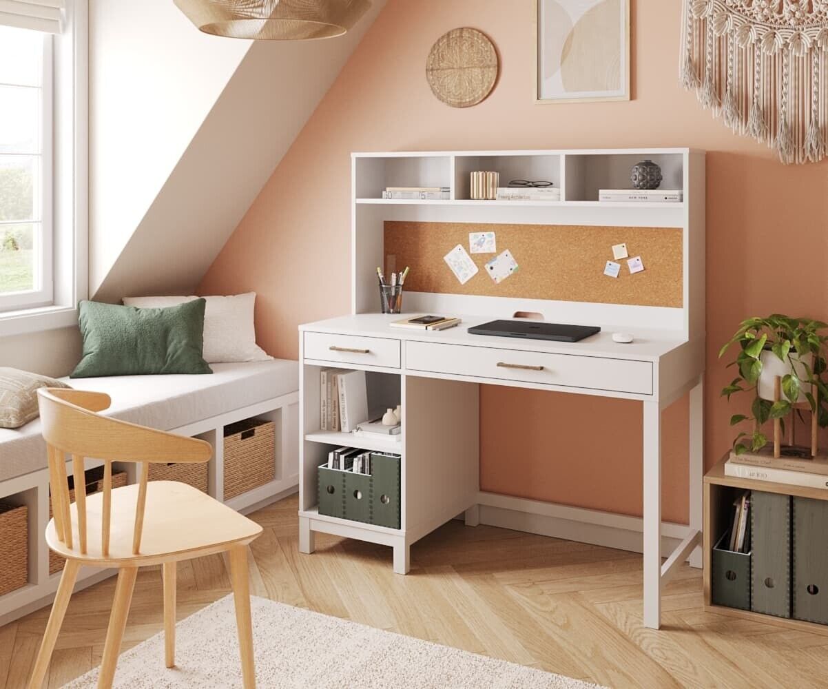 Ma Chambre d'Enfant Bureau ado avec surmeuble Denali  Blanc