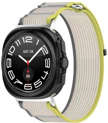 Everyday Crate Samsung Galaxy Watch Ultra 47mm Nylon Watch Band Adjustable Hook And Loop Strap Breathable Sport Loop yellow+gray