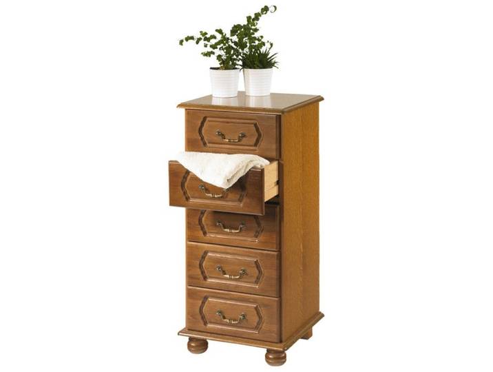 Chiffonnier - Chêne Rustique - 5 tiroirs - Bois massif - Montage facile - Livraison gratuite