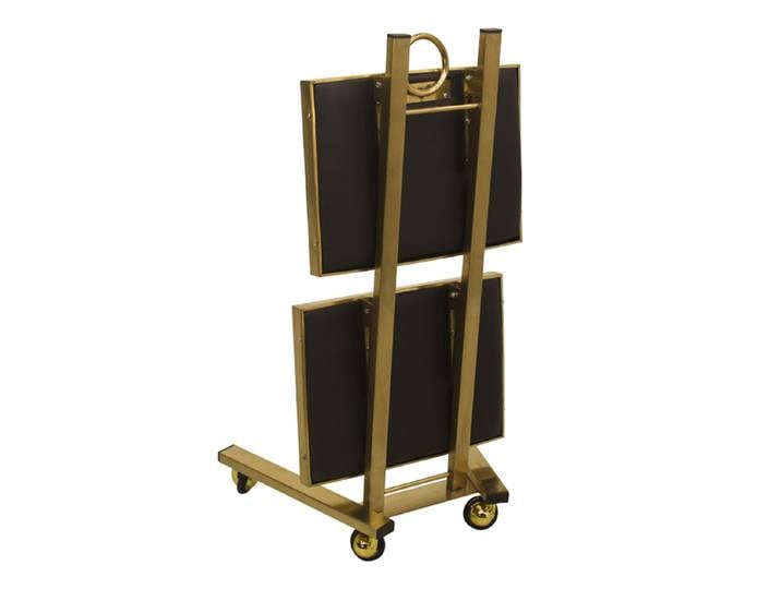 Chariot de Salon de Beauté Double Couche Doré Moderne en Acier Inoxydable pour Salon de Coiffure et SPA, Chariot de Rangement à Vendre