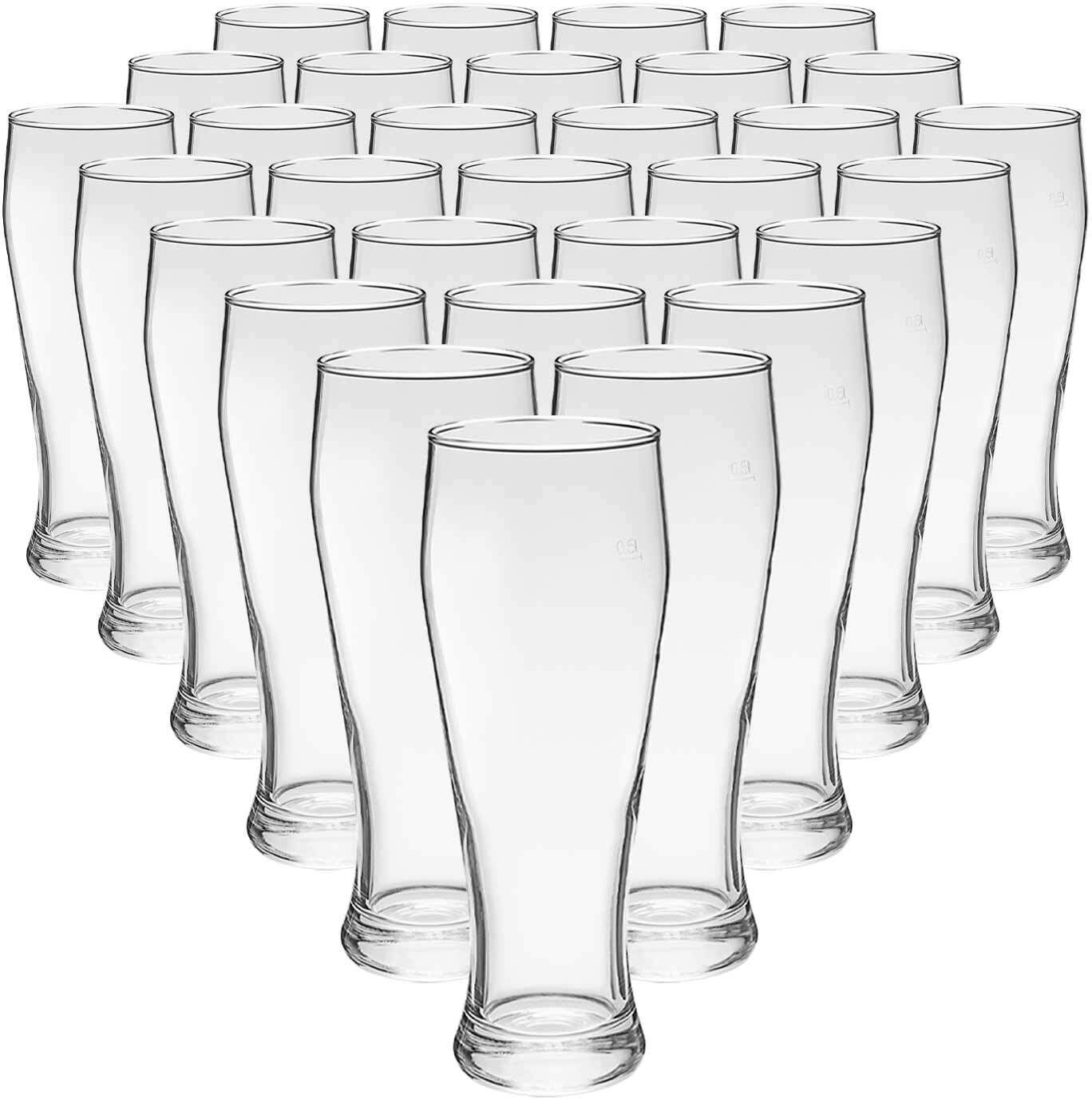 Bierglas VAN WELL "Weizenbiergläser (geeicht) Bavaria 0,5 l 30er Set transparent", bunt (transparent), Glas, Trinkgefäße, Bierglas