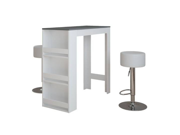 Set de table de bar Repose 45x110cm avec 2 tabourets de bar Blanc/Anthracite Vicco 55726