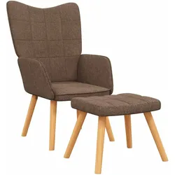 vidaXL Relaxsessel mit Hocker Braun Stoff