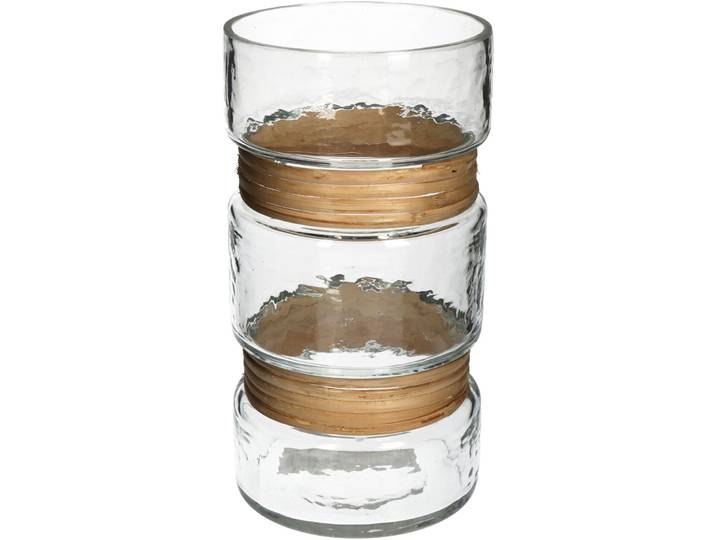Windlicht Natural transparent Glas/Zuckerrohr H 20 cm - Windlicht