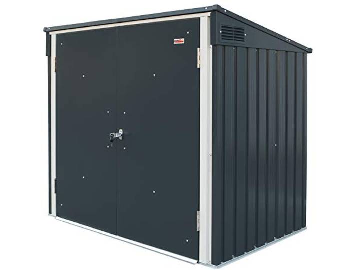 Duramax Mülltonnenbox für 2, Unterstand für 2 Mülltonnen mit Öffnung von oben und abschließbaren Doppeltüren, Lagerunterstand aus Metall, Verstecke für rollende Mülltonnen, Anthrazit
