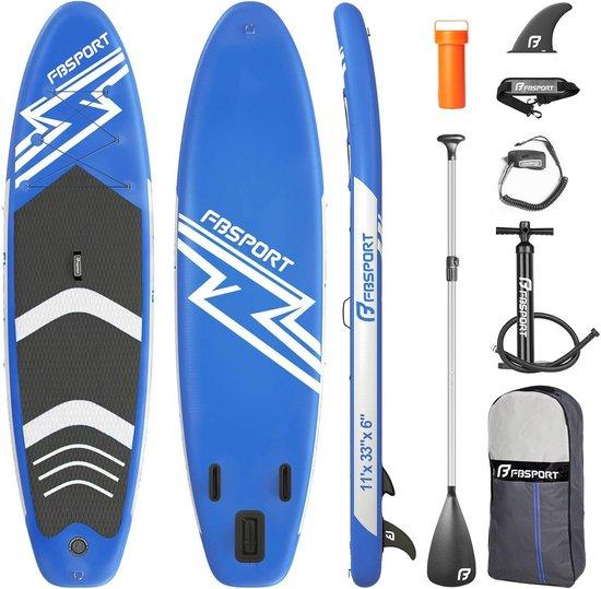Famanu aufblasbares Stand-Up-Paddleboard 15 cm dick mit verstellbarem Aluminium-Paddel und Handpumpe