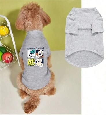 Uplifted Finds """Wheres Goofy"" Printed Pet Summer T Shirt gray s"