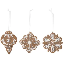 Bloomingville 3er Set Ornament Pearl Lebkuchenoptik, 10 x 9 x 0,6 cm, 3er Set