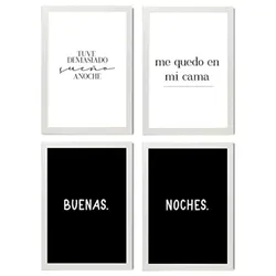 POSTER Set mit 4 Nacht TypografieStil A4 Weißer Rahmen