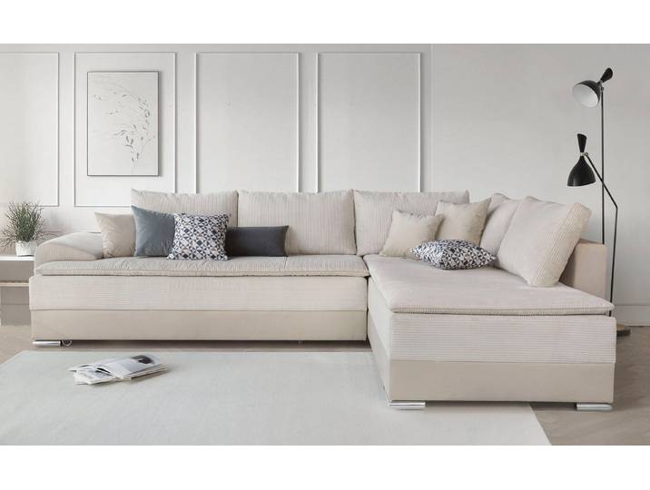 Home affaire Ecksofa Night & Day L-Form, B: 324 cm, Dauer-Schlaffunktion und Armlehne, Schlaffunktion & Bettkasten, Boxspringbett 180x200 cm