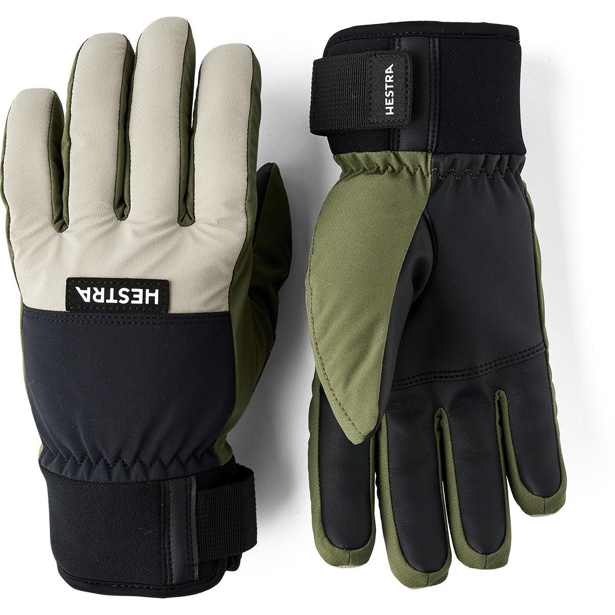 Hestra Orion - 5 Finger beige/olive (650870) 11 3004610-650870-11
