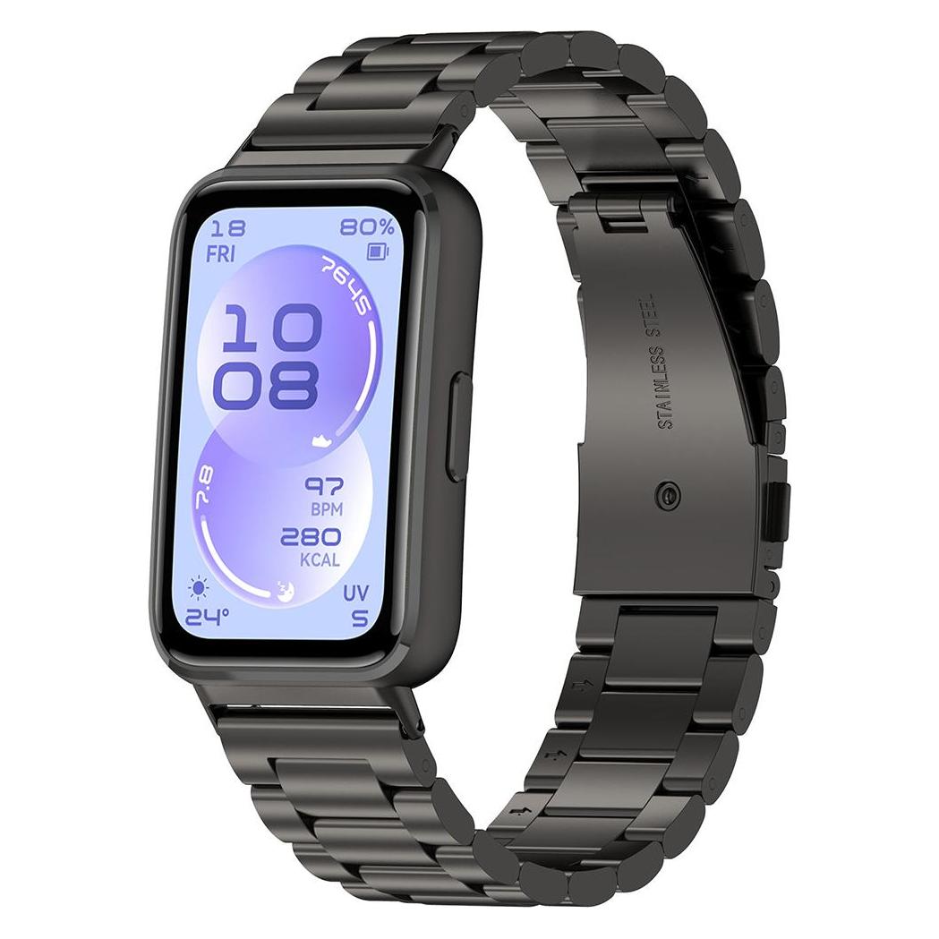 Techsuit - Watchband (W010) - Huawei Band 11 / Band 11 Pro - Black (Stainless Steel) (68332336)