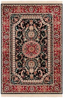 Safavieh Asian Hand-knotted Royal Kerman Black and Red Wool Rug (6' x 9') - 6' x 9'