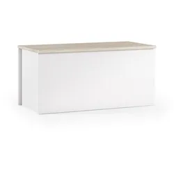 Dmora Koffer Miltonia, Geräumige Mehrzweck - Aufbewahrungsbox, Moderne Brust, 100% Made in Italy, 90x45h45 cm, Weiß und Eiche