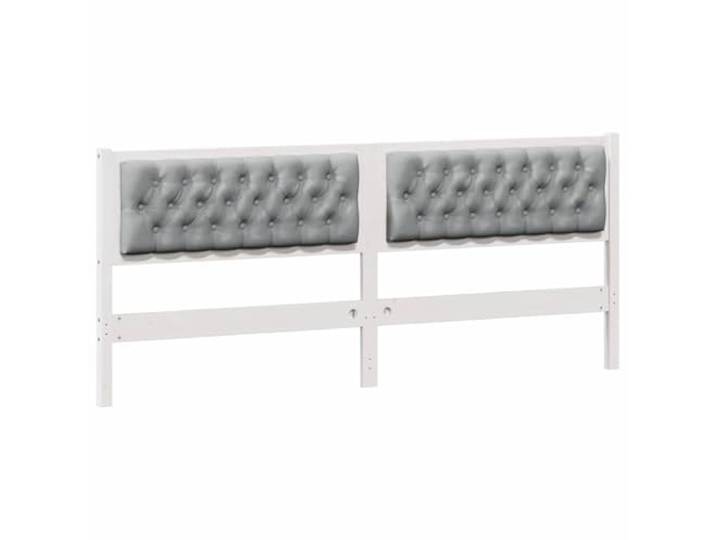 Makastle Kopfteil Weiß Hellgrau 205,5 cm Massivholz Kiefer Gepolstert