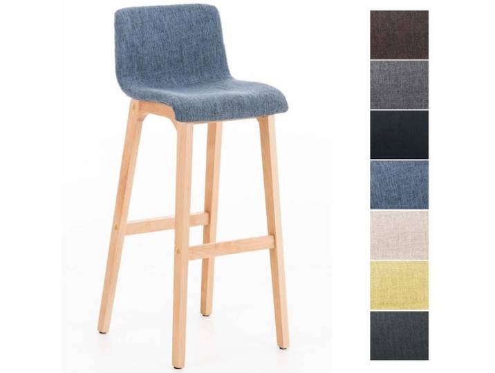 Tabouret de Bar HOOVER en Tissu - CLP - Chaise Haute de Bar Ergonomique - Bleu - Contemporain