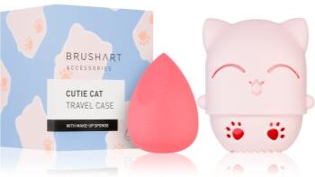BrushArt Accessories Cutie Cat travel case with make-up sponge esponja para aplicação de base com estojo de viagem . Accessories Cutie Cat travel case with make-up sponge