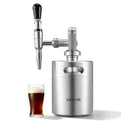 VEVOR Nitro-Cold-Brew-Kaffeefass 2 L, Edelstahl-Kaffeemaschine mit Zapfhahn, Heimbrüh-Kaffeefass, Tragbares Kaffeefass mit Spender und Druckentlastungsventil, Geeignet für Kaffeeliebhaber