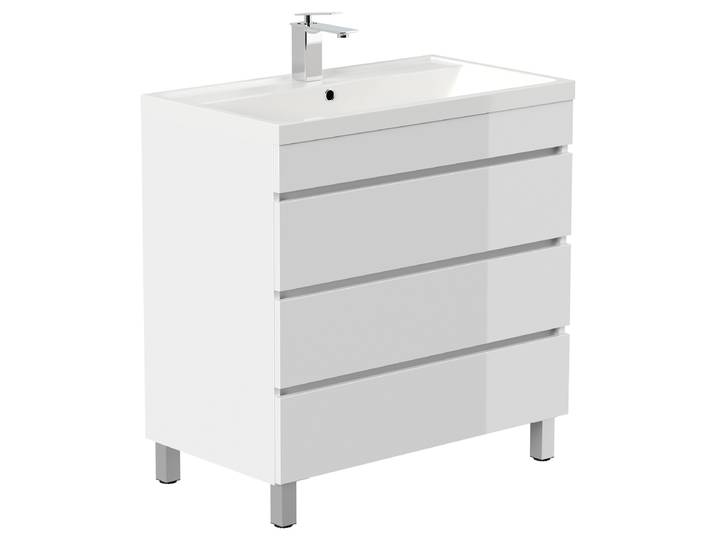 Meuble vasque sur pieds Fellini 81cm Blanc/Blanc brillant