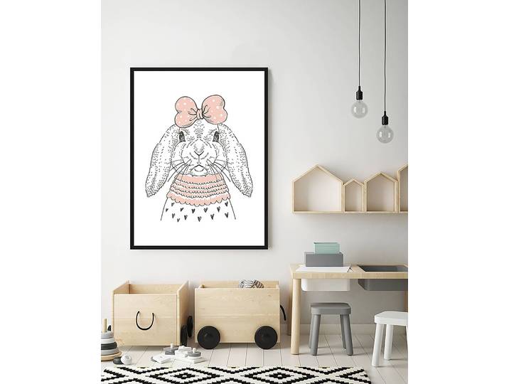 Tableau déco Hipster Bunny 63 x 83cm Multicolore