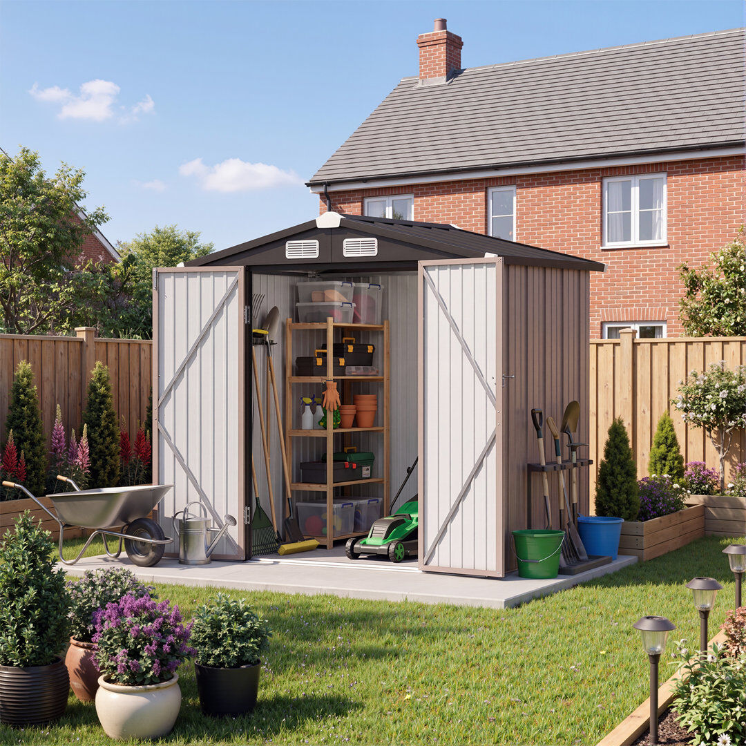 JolyDale 6.5 ft. W x 4 ft. D Steep Slope Metal Traditional Storage Shed Black 200cm W X 126cm D X 188cm H