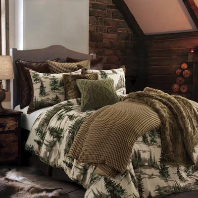 Paseo Road by HiEnd Accents Paseo Road Joshua Pine Tree Print Western Lodge Rustic Cabin Cotton 3 Piece Comforter Set