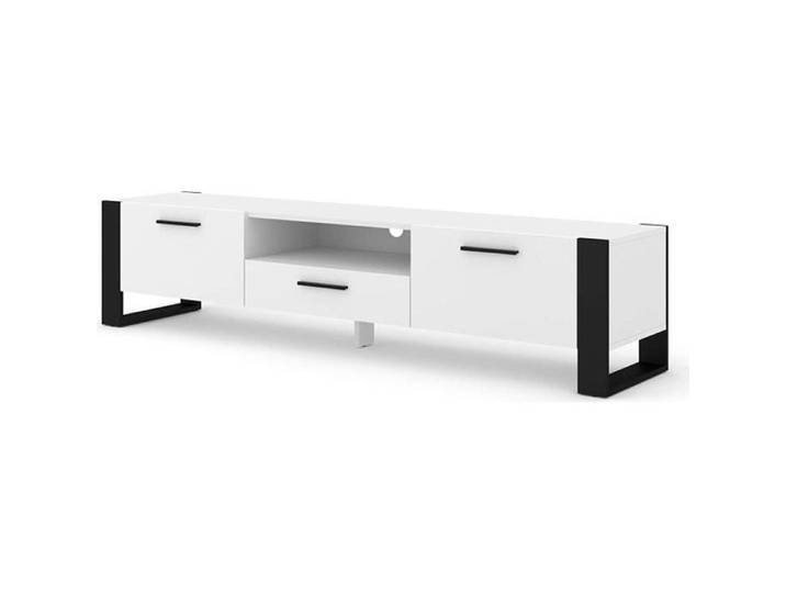 Mueble TV Stand Hi-Fi Nuka 200 cm Blanc Mat Salon Commode