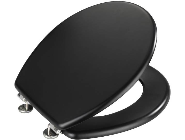 WENKO WC bril Prima - mat zwart MDF - FSC hout - RVS scharnieren - Toiletbril - Toiletzitting - WC Bril zwart mat