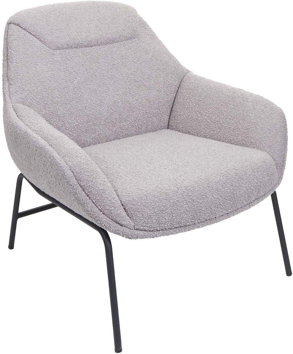 Lounge fauteuil MCW-J77 cocktail fauteuil in lichtgrijs bouclé stof met metaal
