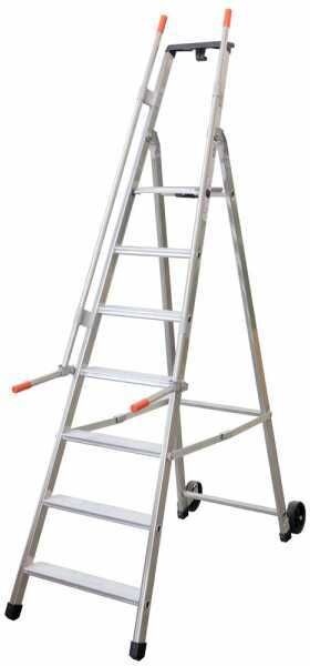 Facal Mayorà Tecnoscala QM-8, 8 gradini, 2.52 m - Scala da lavoro con ruote e maniglie - Altezza stimata operativa 3.63 m
