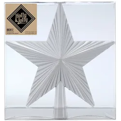 Holly & Jolly Christbaumspitze Stern mit Glitzer 20cm Kunststoff - Winter Silver