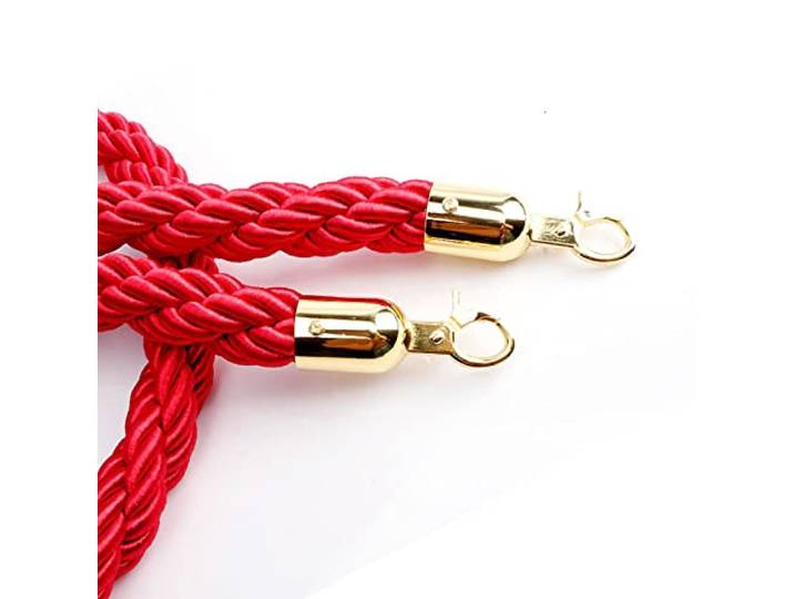 LXLZYXSF Absperrkordel 1.5 2 2.5 3 3.5 4 4.5 5 M Absperrseil, Rungenseil Geflochtenes Hanfseil Mit Vergoldeten Haken, Roter Teppich Einstellung (Color : 2 Pack, Size : 3.5m/11.5ft)
