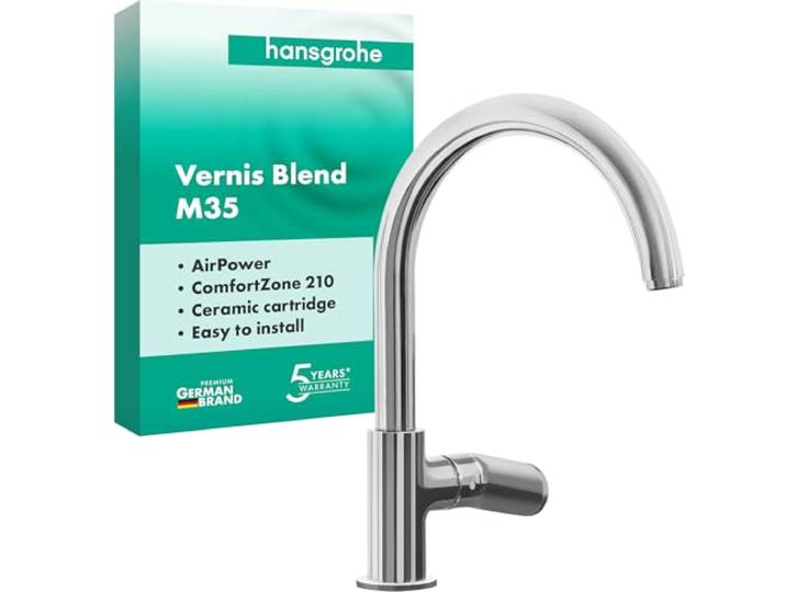 hansgrohe Vernis Blend M35 - Küchenarmatur, 1 Stahlart, Wasserhahn Küche mit Auslaufhöhe 210 mm, Mischbatterie Küche schwenkbar, Chrom