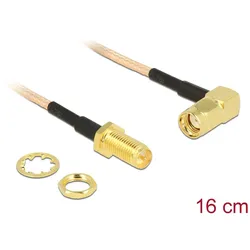 DELOCK Antennenkabel RP-SMA 90° -> RP-SMA St/Bu 0.16m tra