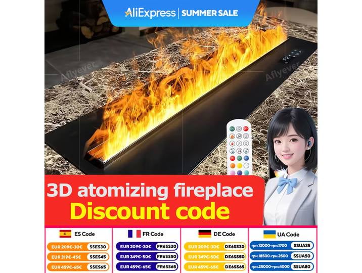 Cheminée atomisée 3D pour maison intelligente, avec flamme colorée LED, vapeur d'eau écologique, cheminée électrique d'intérieur pour décoration murale de télévision et de salon