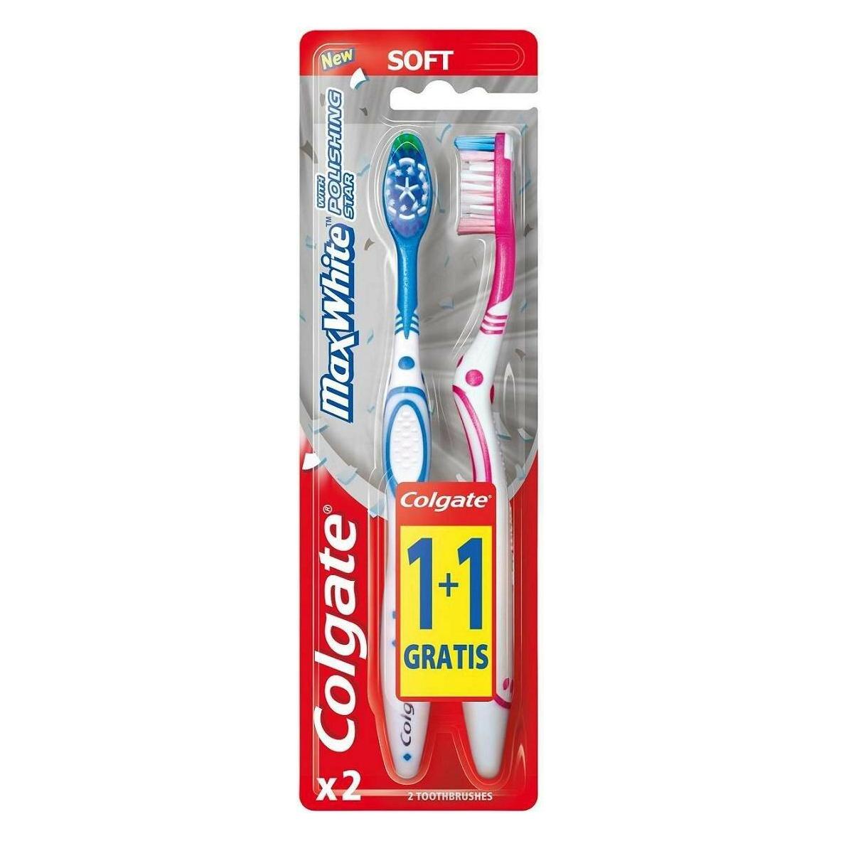 Colgate MaX White weiche Zahnbürste - Mix Farben 1+1gratis (Weich, 2x) (24908256)