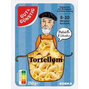 Gut&Günstig Nudeln Tortelloni Mortadella & Schinken, Eierteigwaren mit Hartweizen, mit herzhafter Füllung, 250 g