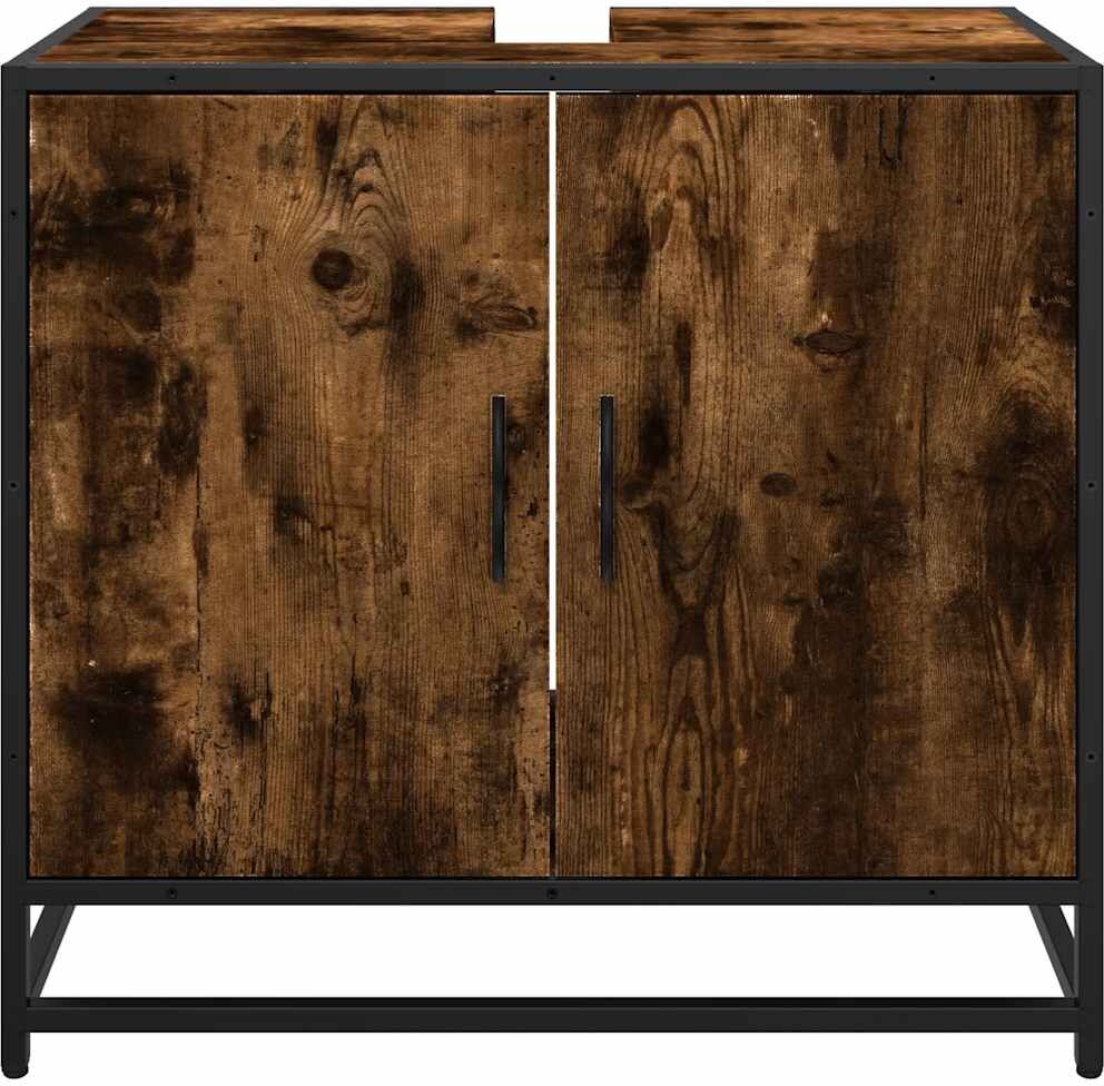 vidaXL Mueble de baño para lavabo roble ahumado 65x33x60 cm Marrón
