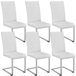 tectake Schwingstühle, Kunstleder - 6er Set weiß