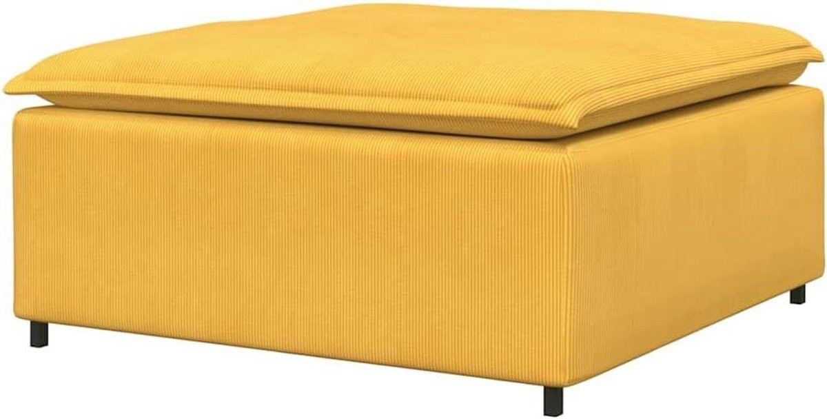 Modulaire Poef Lichtgeel Corduroy Voetenbank Zitmodule B/D/H: 100 x 100 x 48 cm