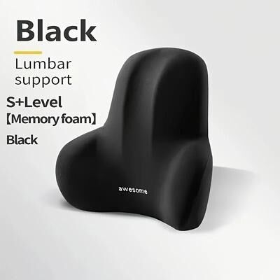 Inspired Finds Memory Foam Lumbar Support Pillow For Office Car And Gaming Chairs black