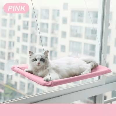 Inspire Curations SunnyView Hanging Cat Hammock Window Bed Heavy Duty Elevated Cat Lounge pink