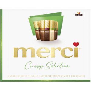 Merci Pralinen Crispy Selection Knusper Vielfalt, 20 Stück, 4 verschiedene Sorten, einzeln verpackt, 250 g