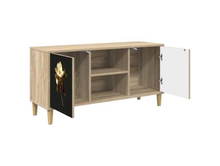 PUGYNBK TV-Möbel Sonoma, 102 cm, rechteckig Robustes Holz, erhöhte Beine, geräumige Aufbewahrung, dekoratives Design