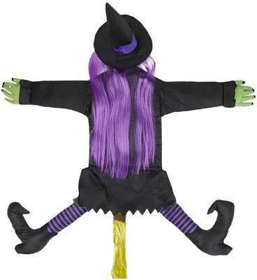 Uplift Picks Crashing Flying Witch Halloween Outdoor Decoration purple