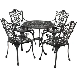 Bistroset Jugendstil 5-teilig, Aluguss grau antik